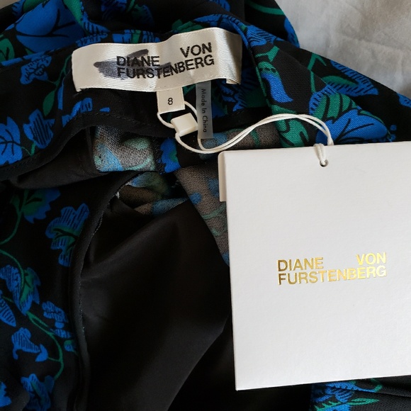 DVF floral flat front crepe wide leg trouser pants - Picture 8 of 11